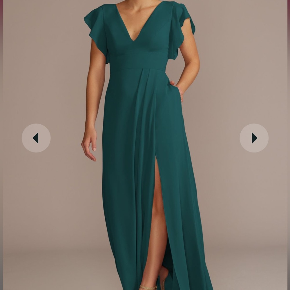 David’s bridal bridesmaid dress in hunter green color